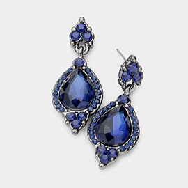 Teardrop Centered Dangle Evening Earrings