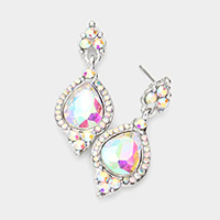 Teardrop Centered Dangle Evening Earrings