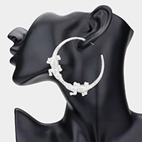 Double Alligator Accented Metal Hoop Earrings