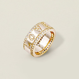 Gold Plated CZ Embellished Love Message Ring