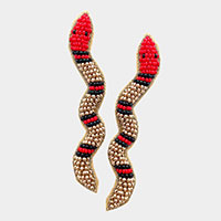 Felt Back Seed Beaded Snake Earrings