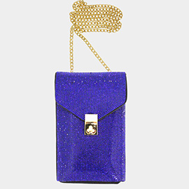 Bling Studded Rectangle Flap Crossbody Cellphone Bag