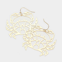 Cut Out Brass Metal Crab Dangle Earrings