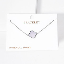 White Gold Dipped Mother of Pearl Quatrefoil Charm Bracelet