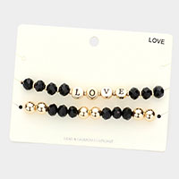 2PCS - LOVE Message Faceted Beaded Stretch Bracelets