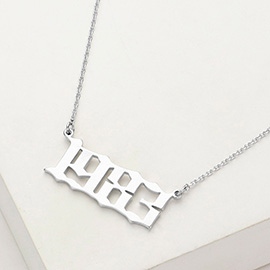 White Gold Dipped 1983 Birth Year Plate Pendant Necklace