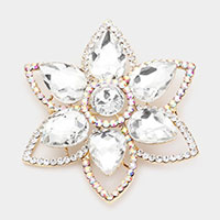 Teardrop Stone Accented Flower Pin Brooch