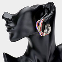 Rhinestone Crisscross Hoop Earrings