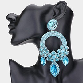 Oversized Marquise Triple Flower Chandelier Evening Earring