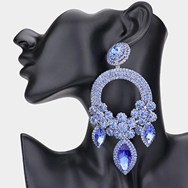 Oversized Marquise Triple Flower Chandelier Evening Earring