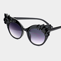 Crystal Embellished Detail Cat Eye Sunglasses