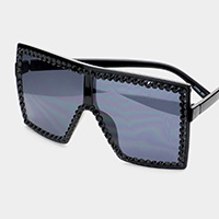 Crystal Embellished Detail Square Sunglasses