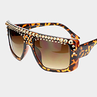 Crystal Embellished Detail Sunglasses