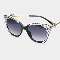 Crystal Embellished Detail Cat Eye Sunglasses