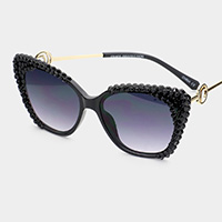 Crystal Embellished Detail Cat Eye Sunglasses