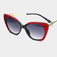 Crystal Embellished Detail Cat Eye Sunglasses