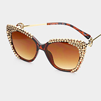 Crystal Embellished Detail Cat Eye Sunglasses