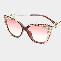 Crystal Embellished Detail Cat Eye Sunglasses