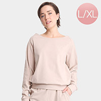 Solid Boat Neck Loungewear Sweatshirts Top