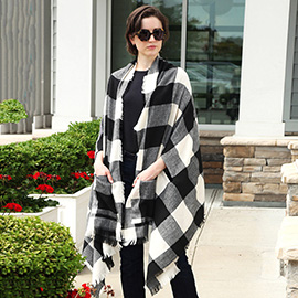 Buffalo Check Front Pocket Poncho