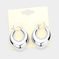 Bold Metal Abstract Hoop Pin Catch Earrings