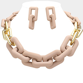 Solid Color Open Rectangle Link Necklace