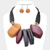 Abstract Wood Statement Necklace