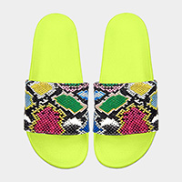 Snake Pattern Rhinestone Slide Sandal Slippers