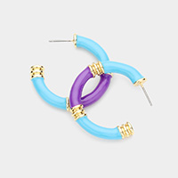 Two Tone Enamel Metal Hoop Earrings