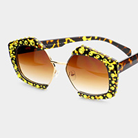 Bling Stone Embellished Angled Sunglasses