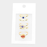 5PCS - Enamel Evil Eye Lip Mixed Rings