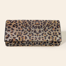 Leopard Patterned Bling Evening Clutch / Crossbody Bag