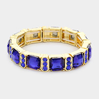 Asscher Stone Accented Stretch Evening Bracelet