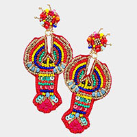 Felt Back Multi Beaded Lobster Dangle Earrings