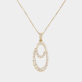 -O- CZ Monogram Pendant Necklace