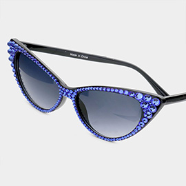 Crystal Cat Eye Clear Lens Sunglasses