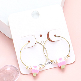 Pearl Popsicle Accented Metal Hoop Earrings