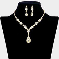 Teardrop Stone Accented Rhinestone Necklace