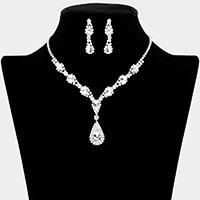 Teardrop Stone Accented Rhinestone Necklace