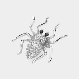 Stone Embellished Spider Pin Brooch