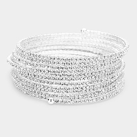 12Rows Rhinestone Coil Evening Bracelet