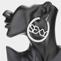 SEXY Rhinestone Embellished Message Hoop Earrings