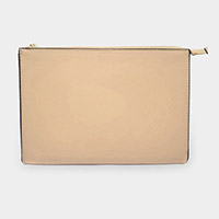 Solid Faux Leather Clutch Bag