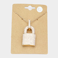 CZ Lock Pendant Necklace