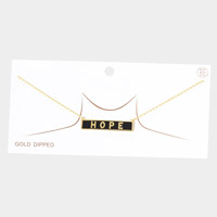 HOPE Gold Dipped Enamel Rectangle Message Pendant Necklace