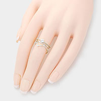 3PCS - Stone Embellished Brass Metal Mixed Rings