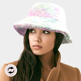 Reversible Colorful Soft Faux Fur Bucket Hat