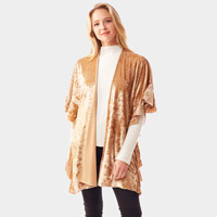 Solid Velvet Shawl Poncho