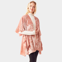 Solid Velvet Shawl Poncho