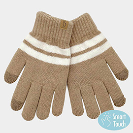 Striped Knit Smart Gloves